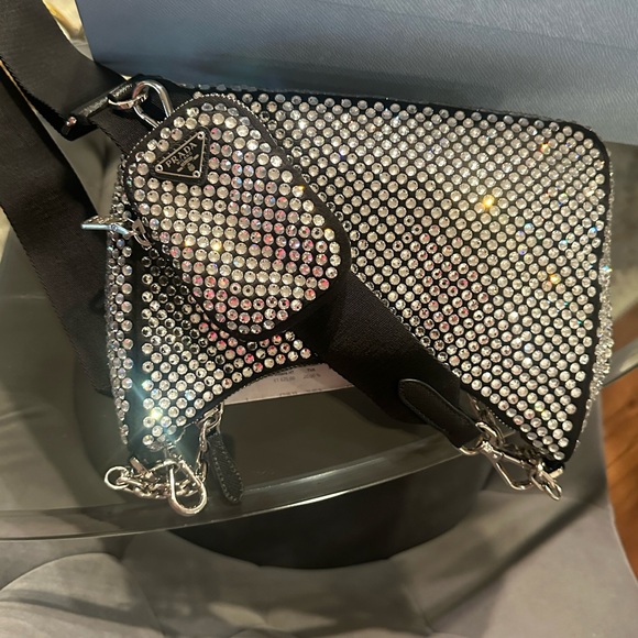 Prada Silver Crystal-Embellished Shoulder Bag - Picture 4 of 7